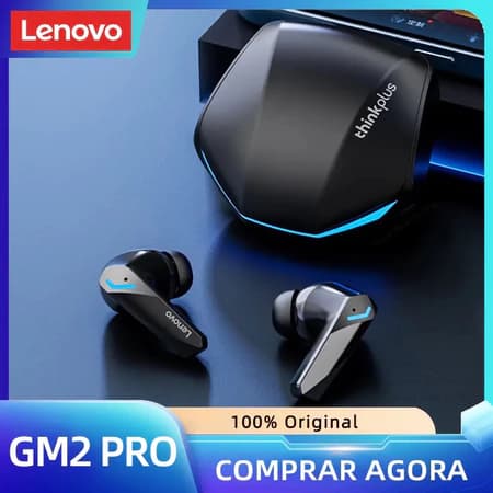 Fone de ouvido gamer sem fio Lenovo GM2 PRO Bluetooth 5.3 com microfone e cancelamento de ruído