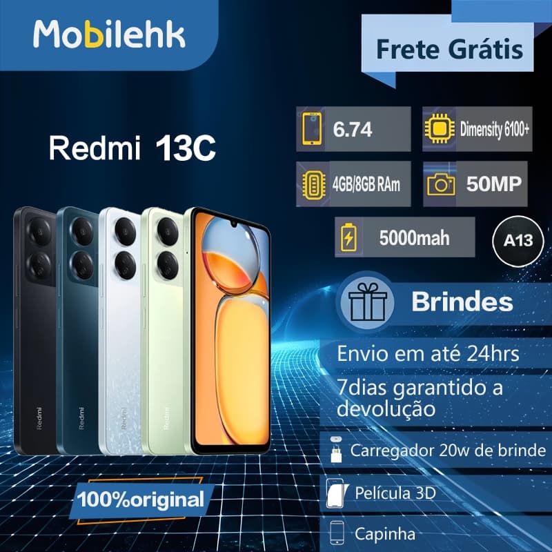 Smartphone Xiaomi Redmi 13C 128gb 4gb 12x Sem Juros Global Original Lacrado Celular