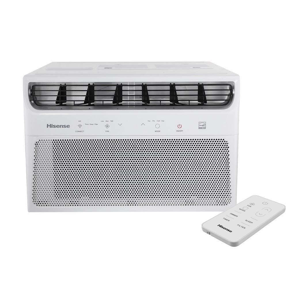 Ar condicionado de janela Hisense 8.500 BTUs com controle remoto, fundo branco