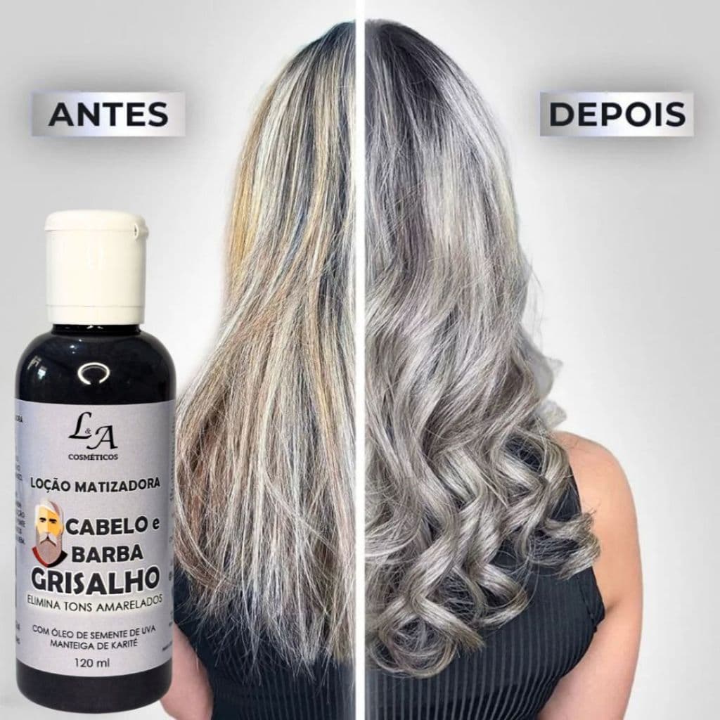Máscara Matizadora Desamareladora Cabelo/Barba Grisalho Lindo Unissex Matiza Efeito Platinado