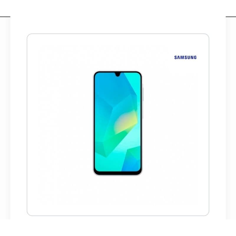 Imagem frontal do Samsung Galaxy A16 com tela azul gradiente