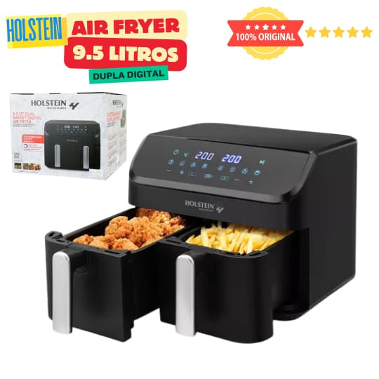 Fritadeira de Ar Holstein Dupla Digital 9,5 Litros 1700W 127V