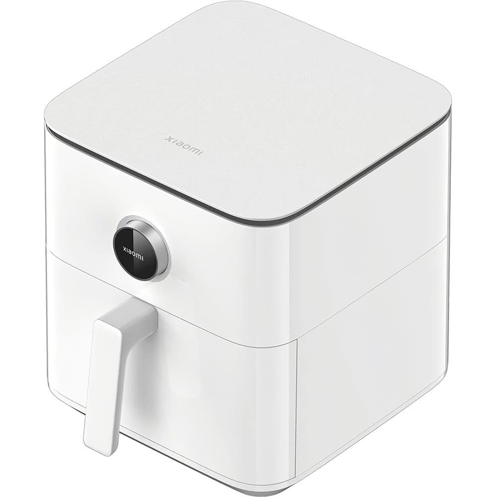 Fritadeira de ar inteligente Xiaomi 6,5L, branca, com controle de toque e display digital, em fundo branco