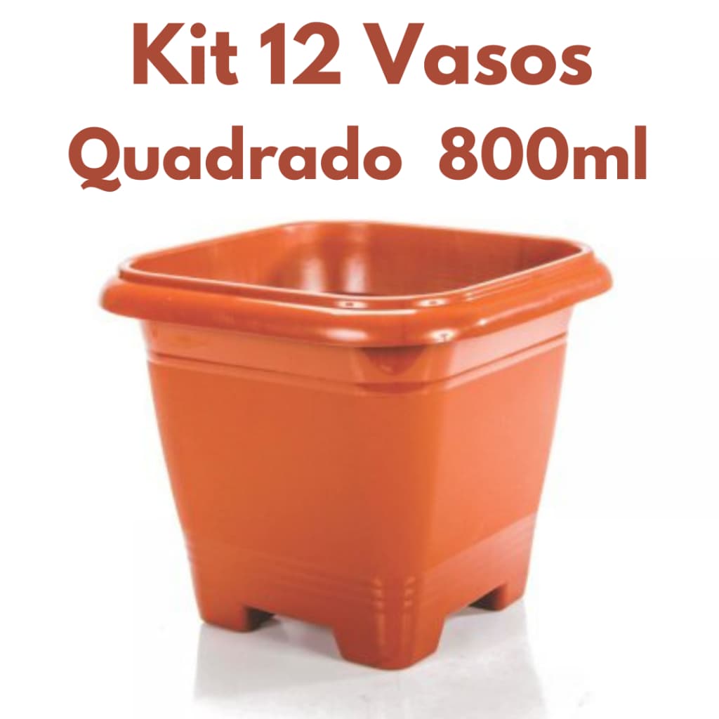 Kit 12 Vasos Quadrado 800ml Plástico Reforçado Cor Laranja
