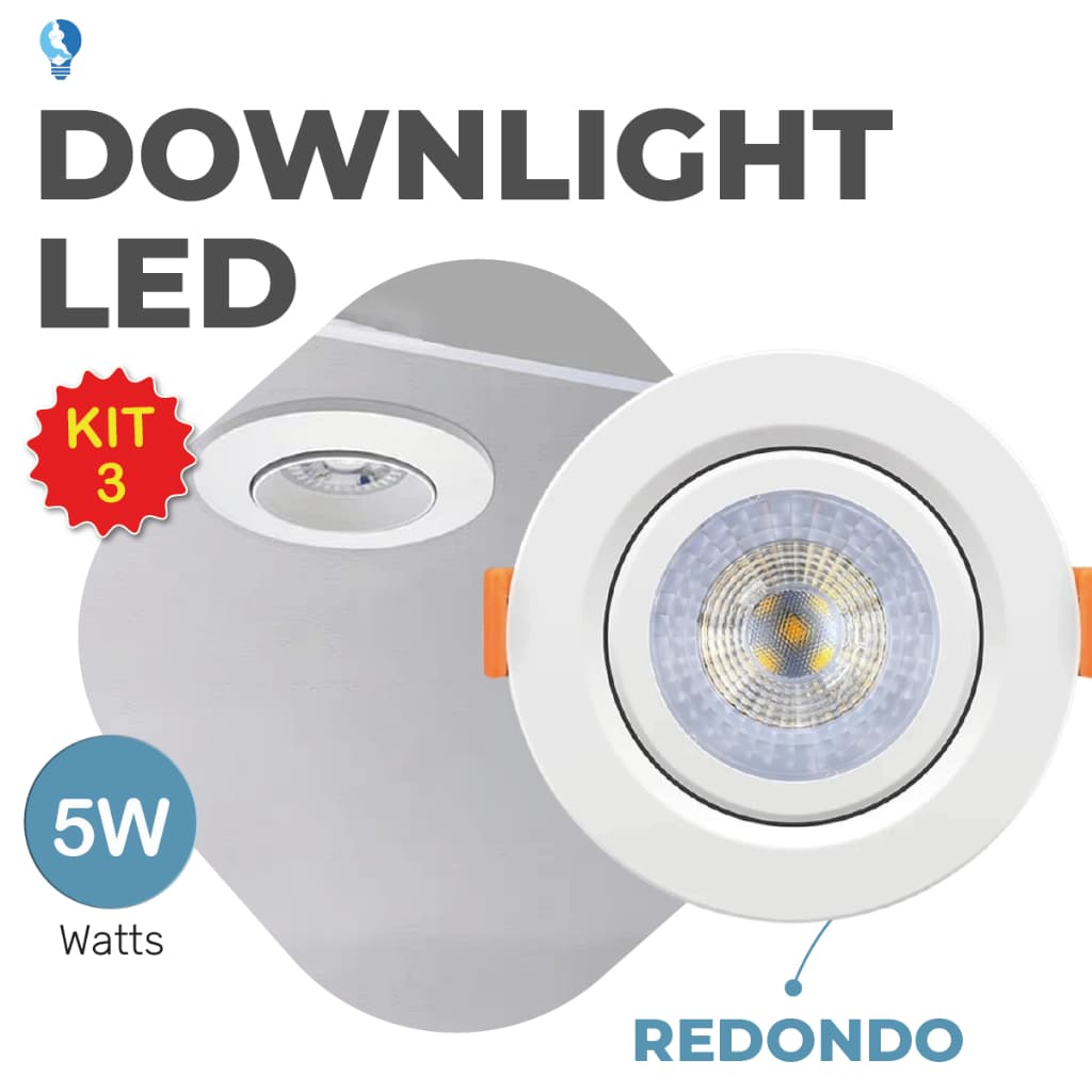 Luminária Spot LED Redondo Direcionável 5W Embutir Teto Gesso Luz Fria Quente Bivolt