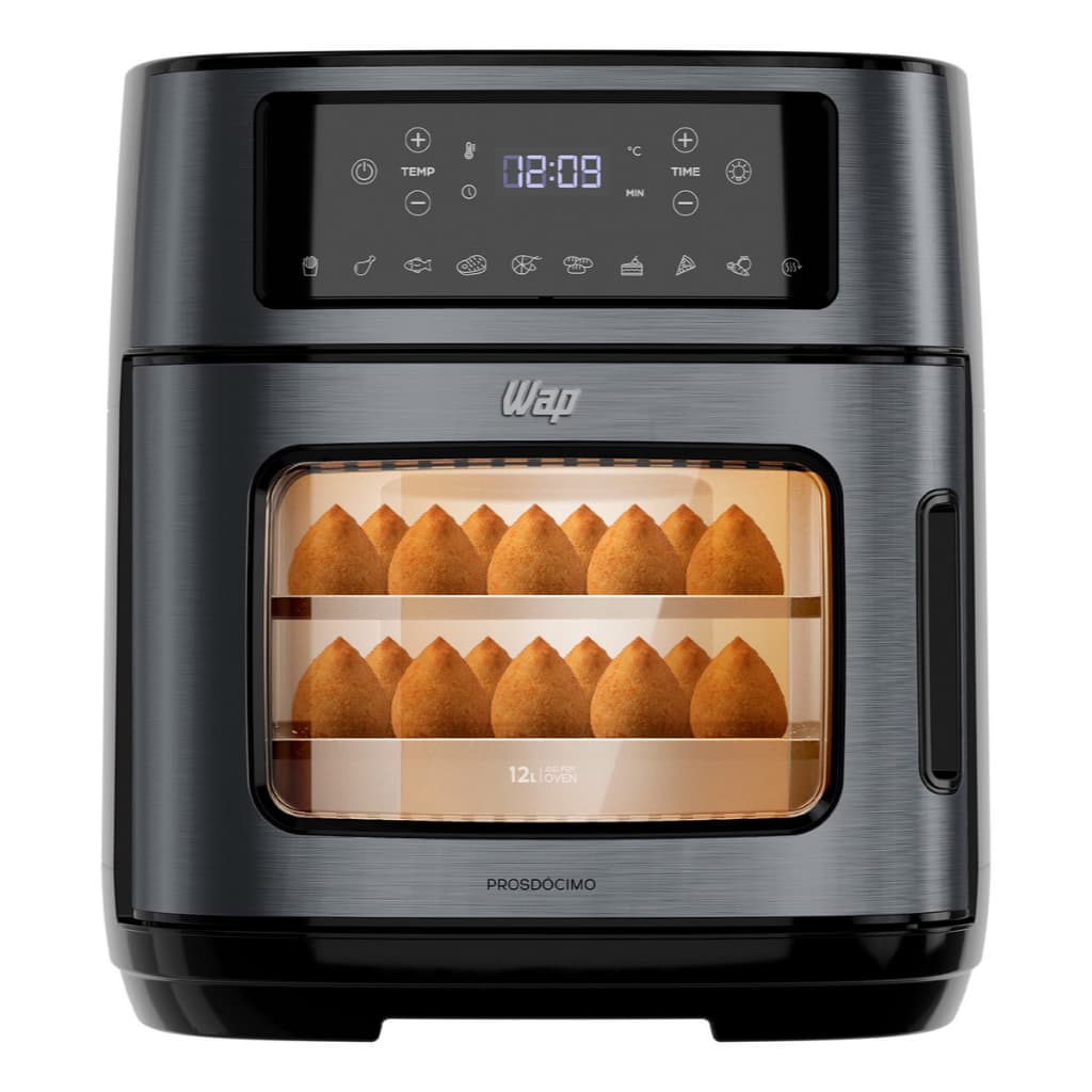 Fritadeira Elétrica Air Fryer Oven Black Inox Wap Waod2 12 Litros 4 Em 1 1800w