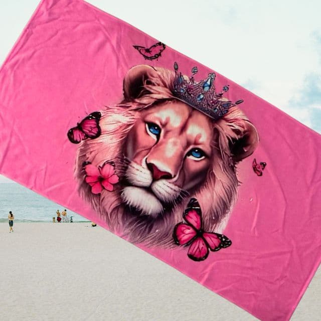 Toalha de Banho Leão Rosa Toalha de Banho Colorida Toalha de Banho Praia Toalha Academia
