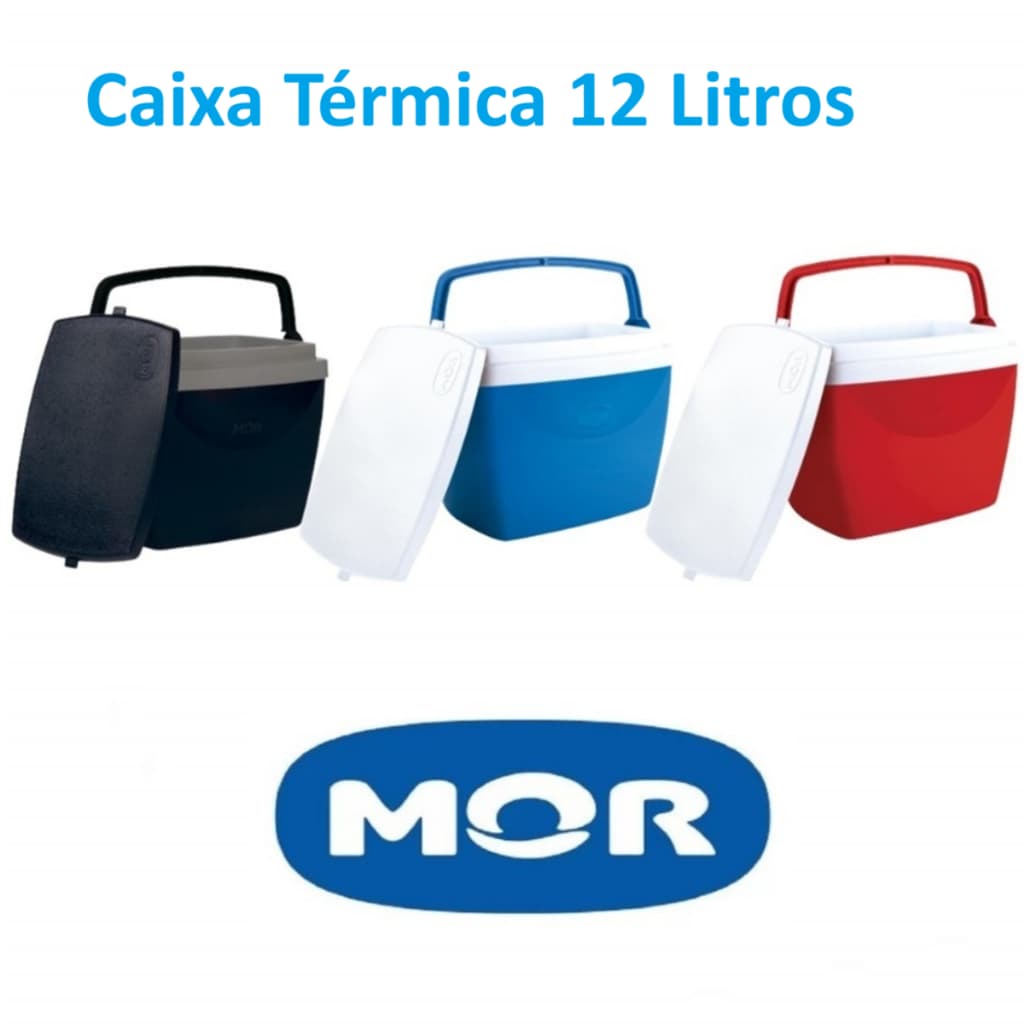 Cooler Caixa Térmica 12 Litros Alça 13 Latinhas Mor Praia Azul Vermelho Preto