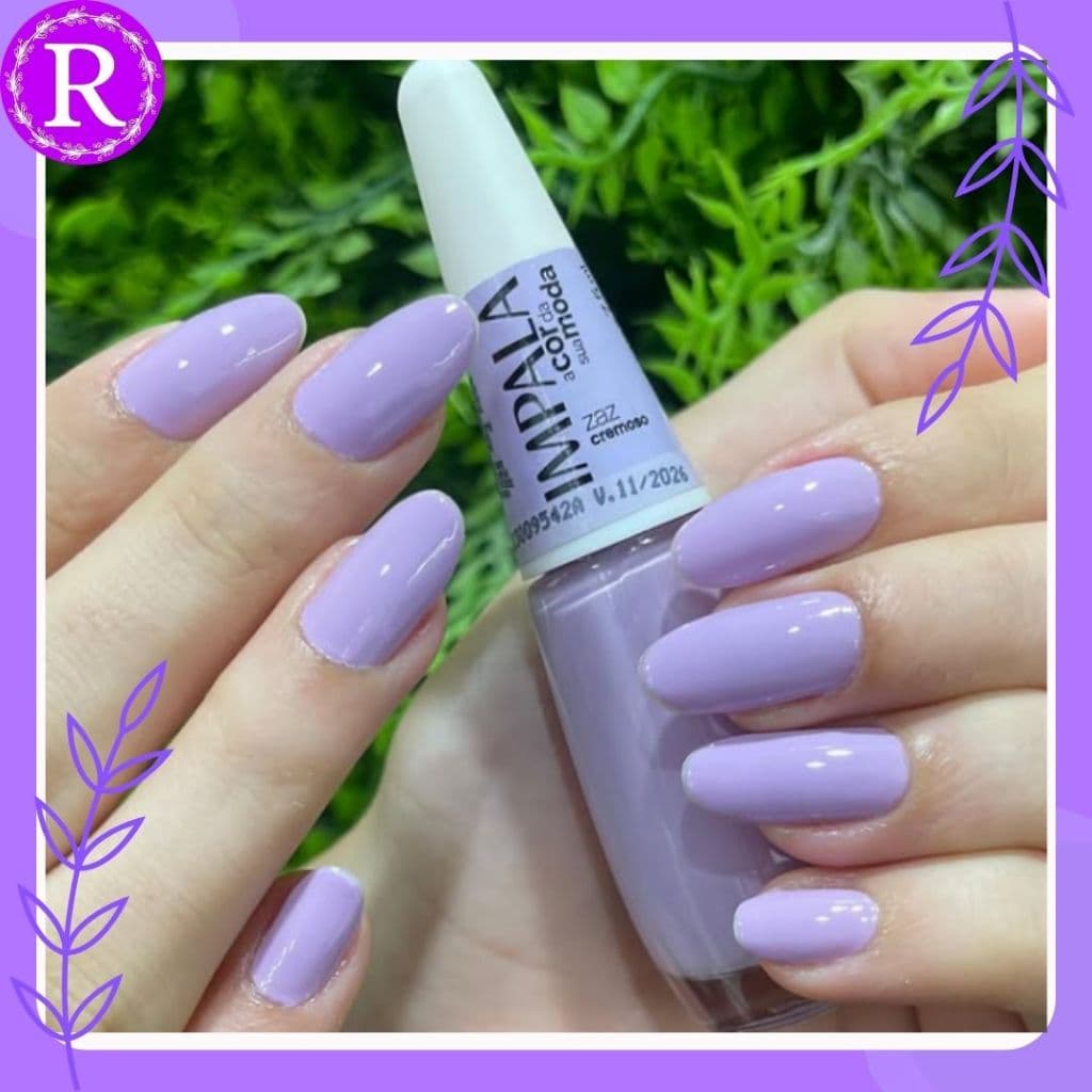 Esmalte Impala Zaz Coleção A Cor Da Sua Moda Cremoso 7,5ml - lilás, roxo claro.