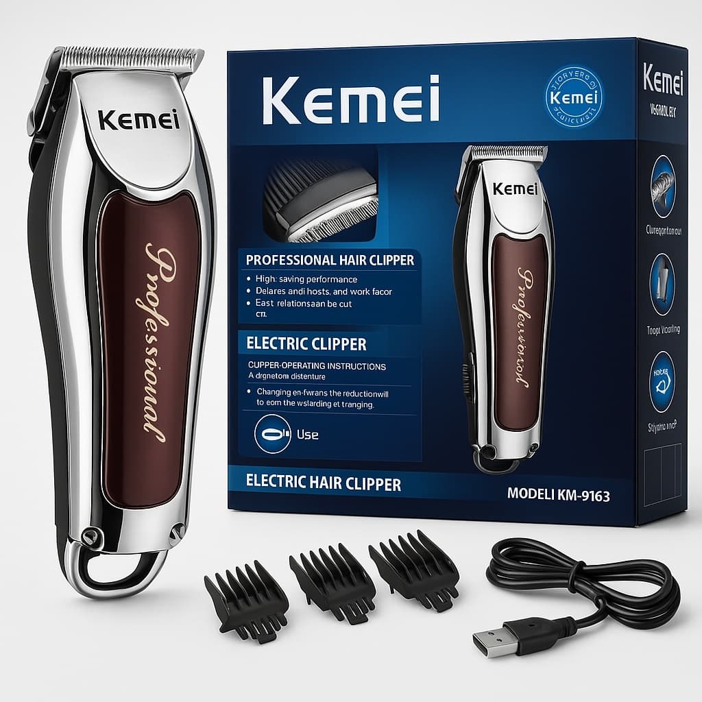 Máquina De Acabamento Kemei Sem fio cortar Cabelo Fazer Pezinho Barba barbeador recarregável KM 9163