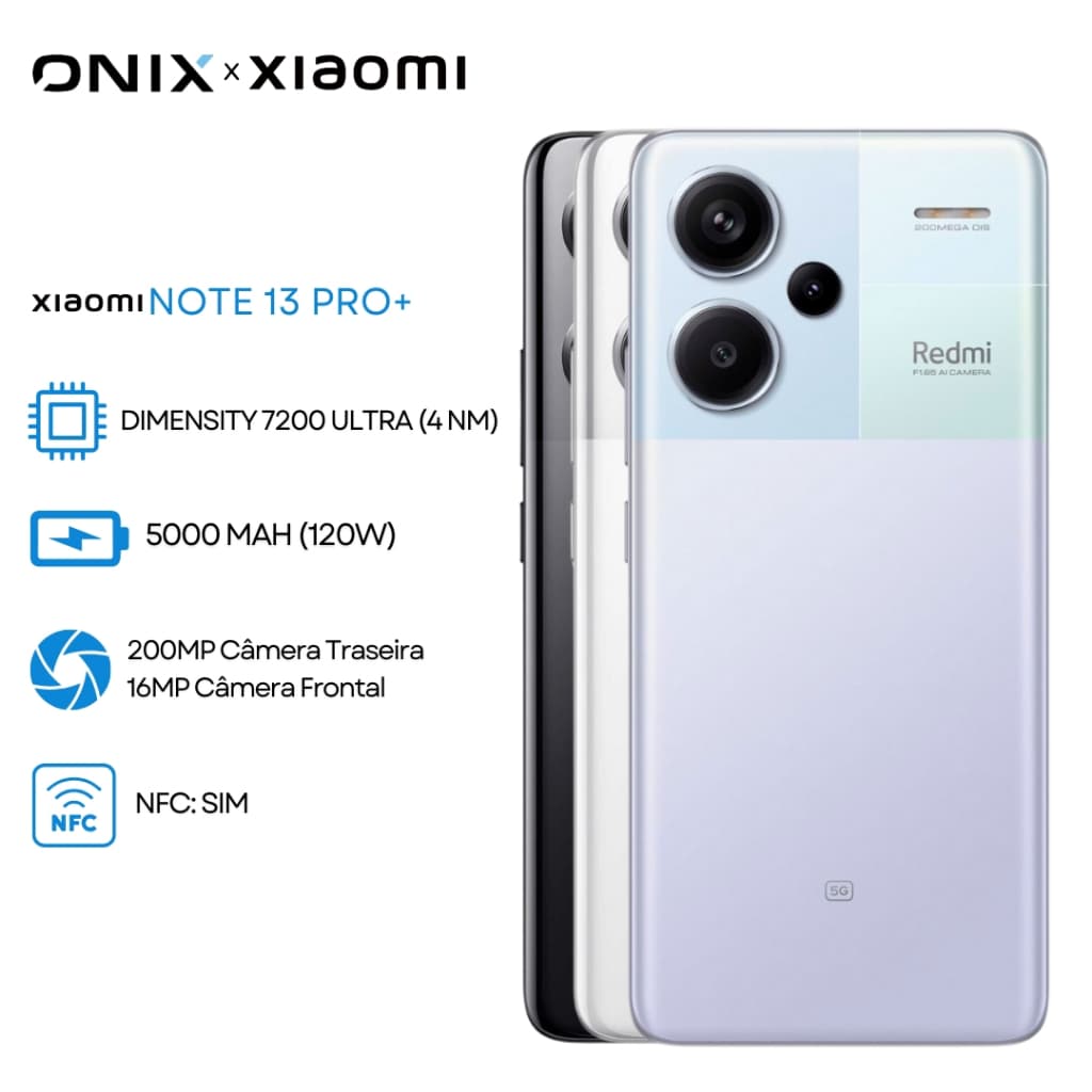Celular Xiaomi Note 13 PRO+ 5G | Câmera 200MP, Processador Mediatek Dimensity 7200 Ultra, Bateria 5000mah, Versão Global