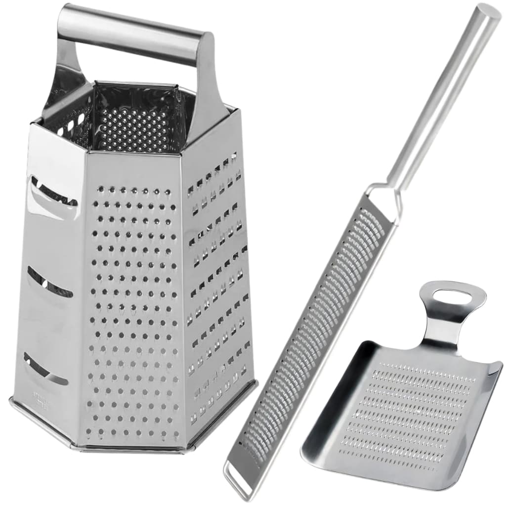 Kit de raladores profissionais de aço inox com ralador grande de 6 faces, mini ralador japonês e zester para raspar limão