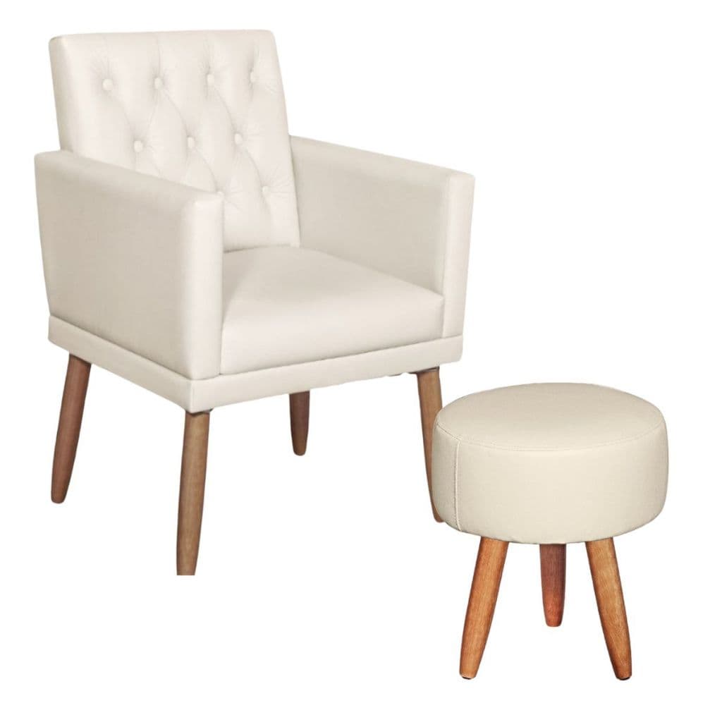 Poltrona Moderna com Puff para Sala de espera Resistente Recepção Sala de Estar Manicure
