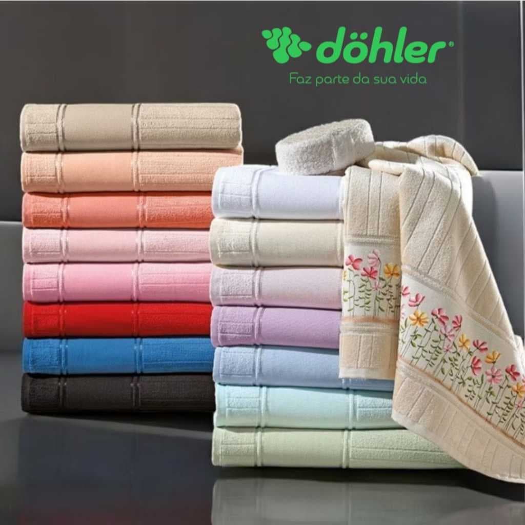 Toalhas de banho Dohler Velour Artesanalle em cores pastel, ideais para bordar e pintar.