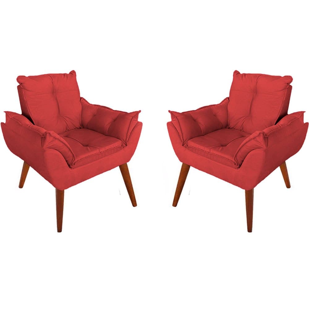 Kit 2 Poltronas Decorativa Opalla - Poltrona Para Recepção - Poltrona Para Sala De Estar E Recepção