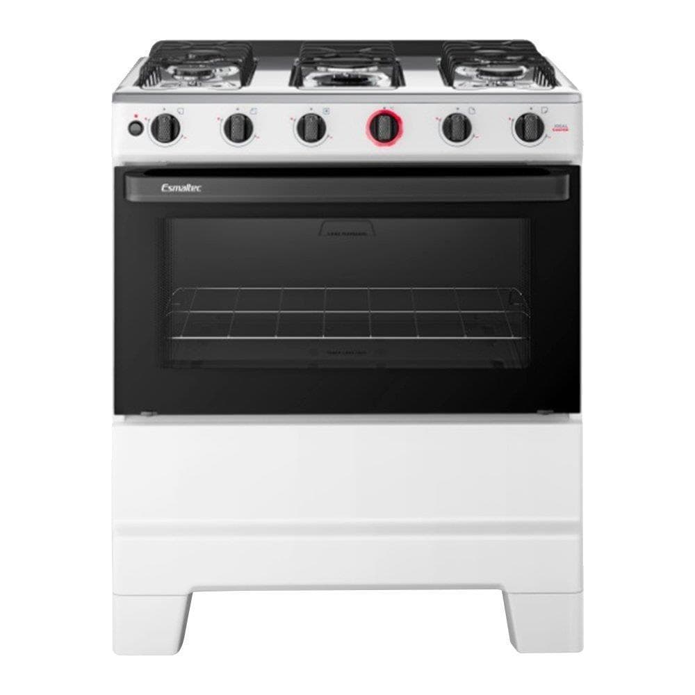 Fogão 5 Bocas Esmaltec F5IAB5121 Ideal Super Mesa em Aço Inox Acendimento Automático Branco Bivolt