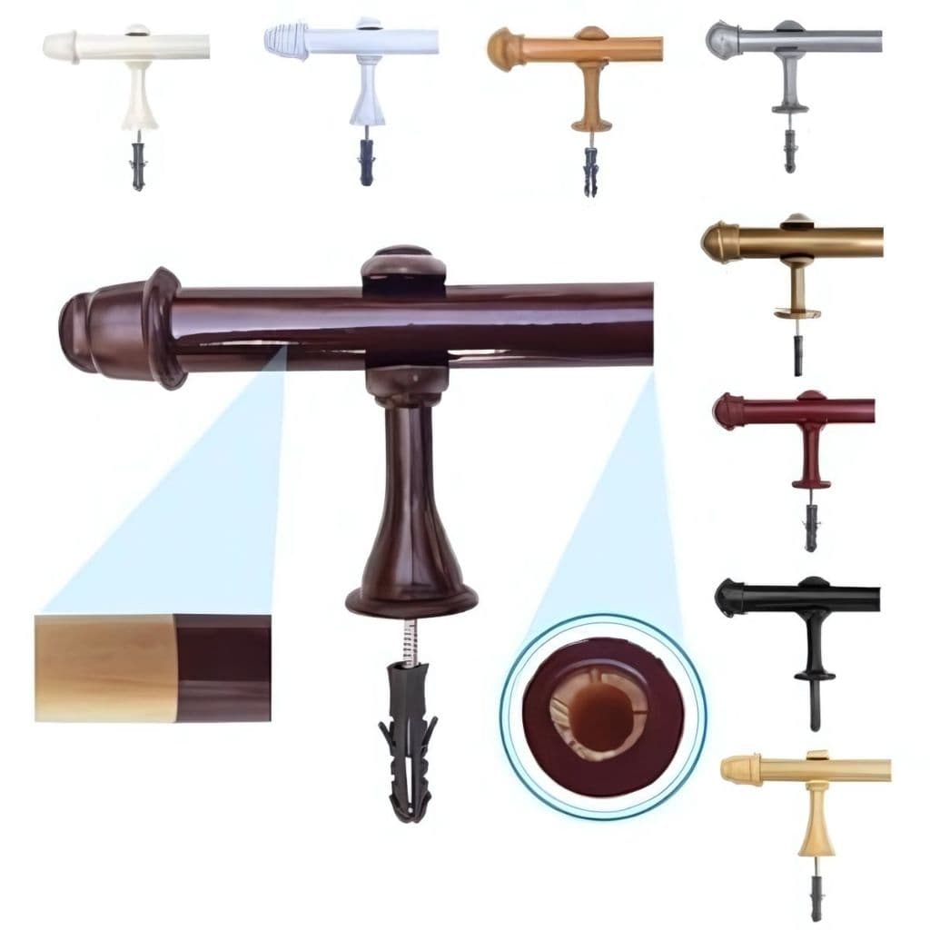 Kit varão de madeira simples para cortina 2,40 metros 19mm cores variadas