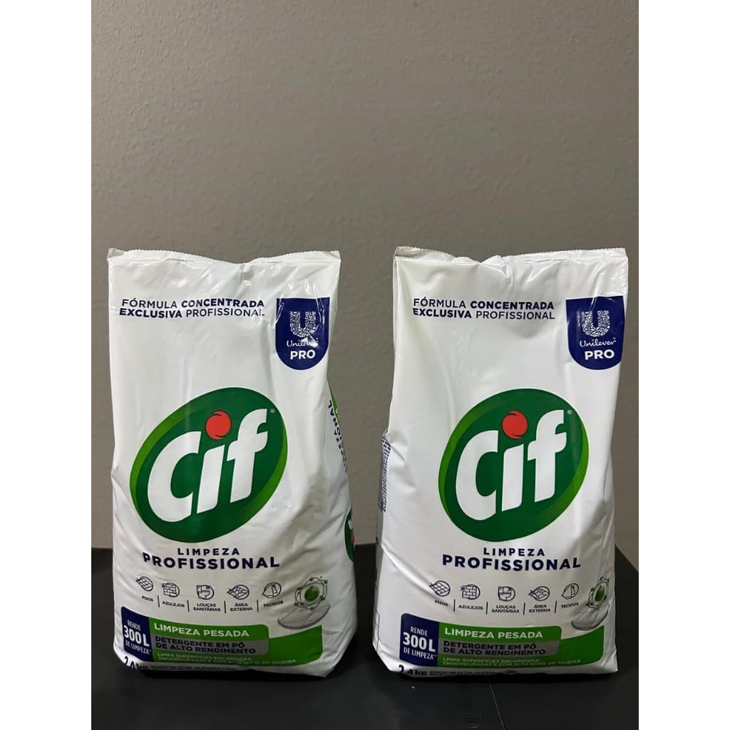 02 CIF PÓ LIMPEZA PESADA 2,4 KG, SABÃO EM PÓ CIF