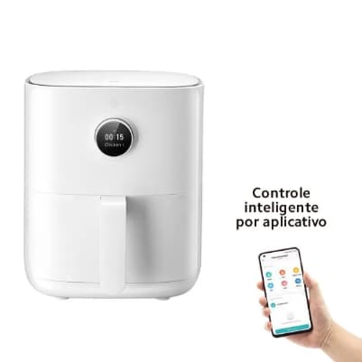 Fritadeira de ar inteligente Xiaomi com controle por aplicativo, branca, fundo branco