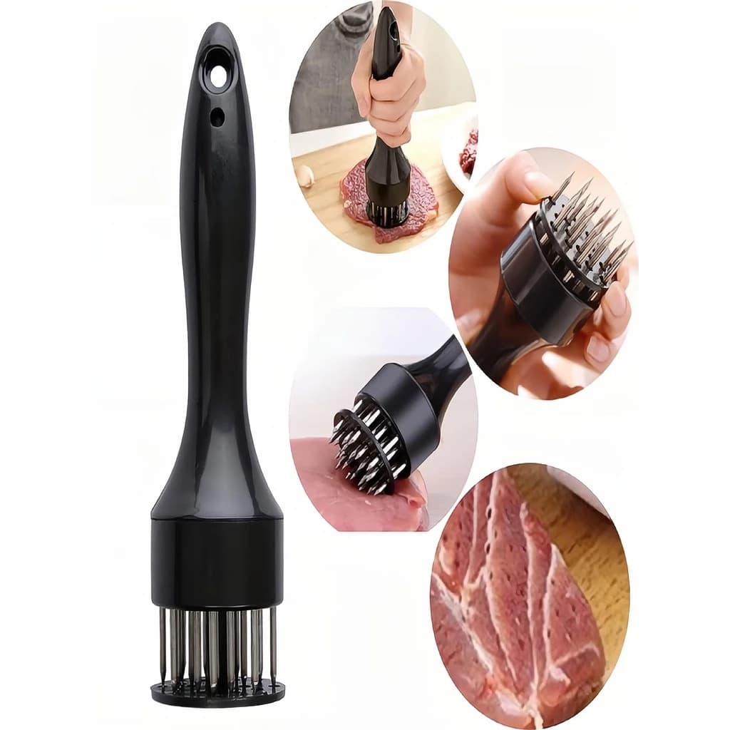 1 peça Amaciador Batedor de Carne Bife Com Furador Manual Aço Inox Cor Aleatorio