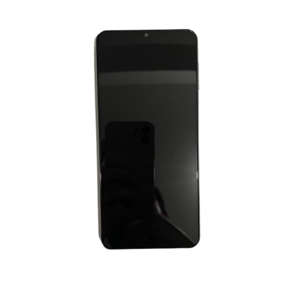 Visão traseira do smartphone Samsung Galaxy A32 5G, cor preta, fundo branco