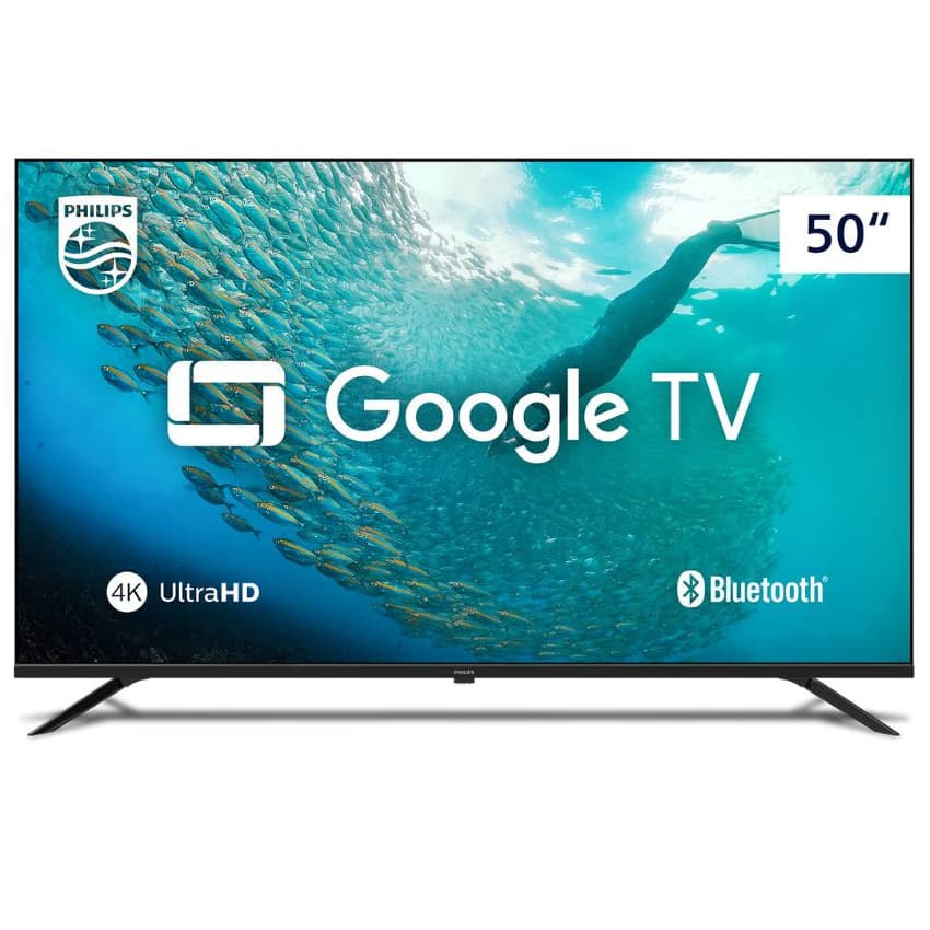 Smart TV Philips 50 polegadas 4K HDR Google TV com Comando de Voz e Dolby Áudio