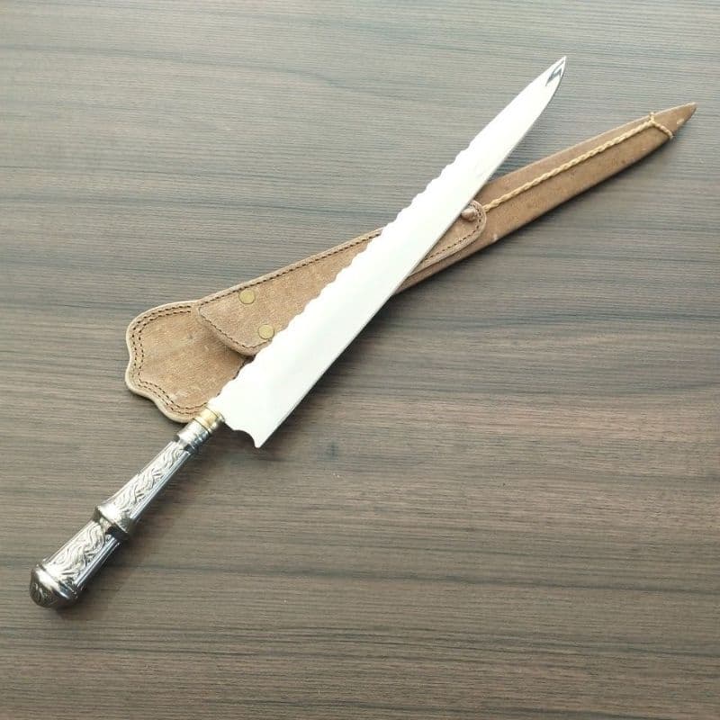 Faca javalizeira Campeira 12" inox bainha couro