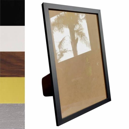 Porta retrato minimalista preto com acetato marrom e suporte
