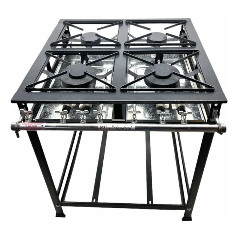 Fogão fogareiro industrial 4 bocas queimadores baixa pressão 30x30 preto