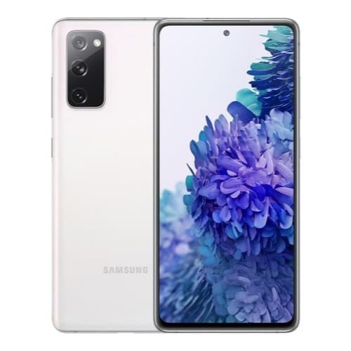 Smartphone Samsung Galaxy S20 FE 5G 128 GB branco, visão frontal e traseira