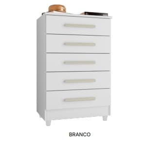 Comoda 64X100CM 5 Gavetas externas MDF 15MM Linda Moderna Casa Quarto Grande (COMODA PAOLA BRANCO)