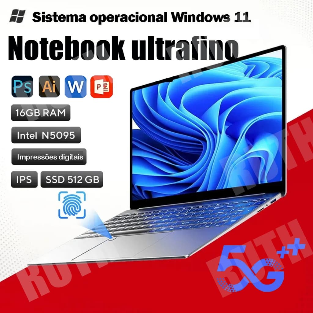 Notebook 15,6" HD 1080 ATFLY N156 Intel Celeron 16GB RAM 512GB SSD Windows 11 5G LTE Wi-Fi Notebook-BML