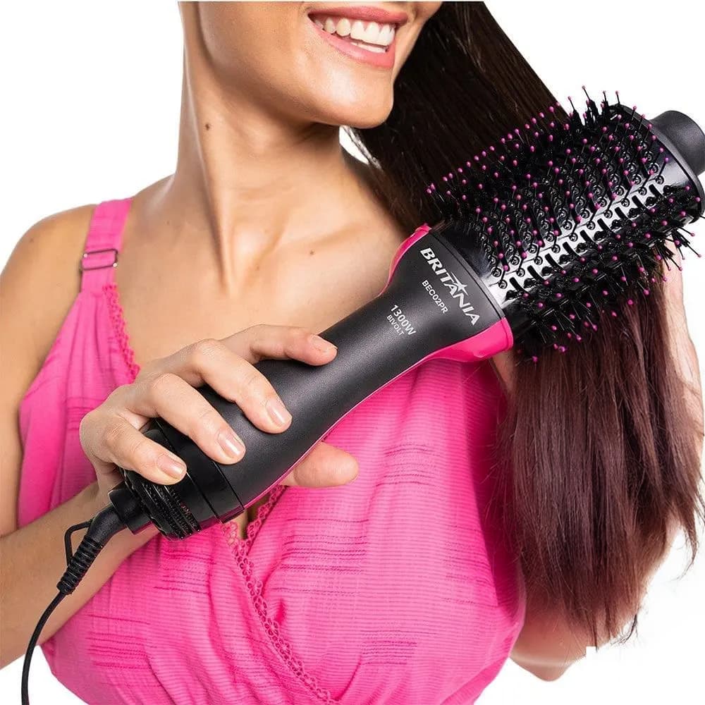 Escova Secadora Cabelos Britânia BEC02PR Bivolt 4 em 1 1300W Liso Perfeito Volume 3 Temperaturas