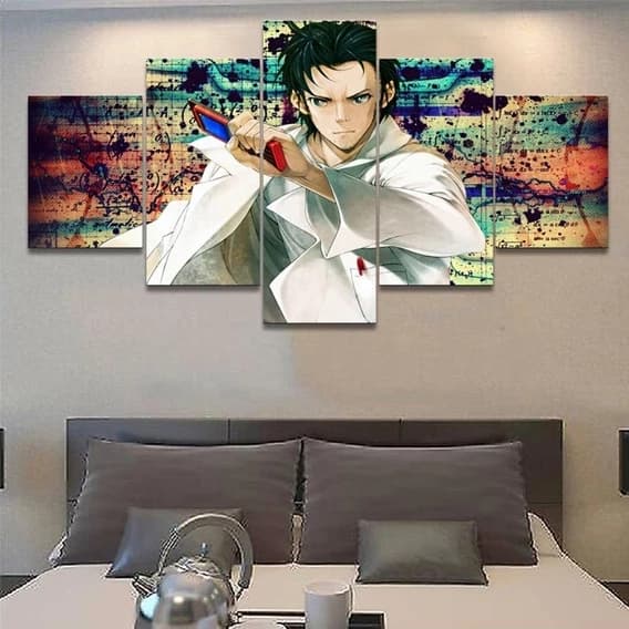 Quadro Decorativo Steins Gate Anime Relógio Tempo Viagem Personagens Ciência Futuro