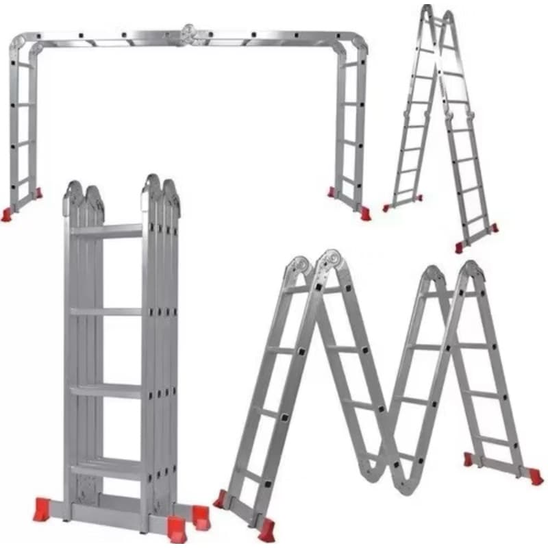 Escada articulada 4x4 de alumínio 16 degraus Worker em várias configurações