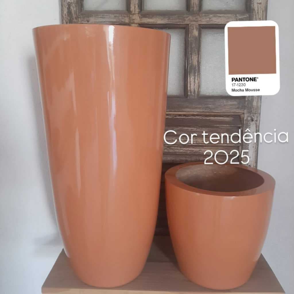 Vaso para plantas fibra de vidro estilo vietnamita laranja 60x30 cm