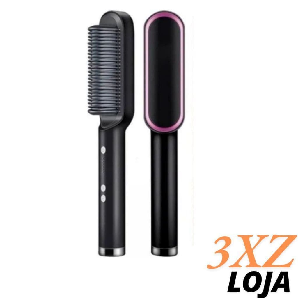 Escova Pente Alisadora Modeladora Elétrica 3 em 1 45w Todos os Tipos Cabelos Bivolt - 3XZ LOJA