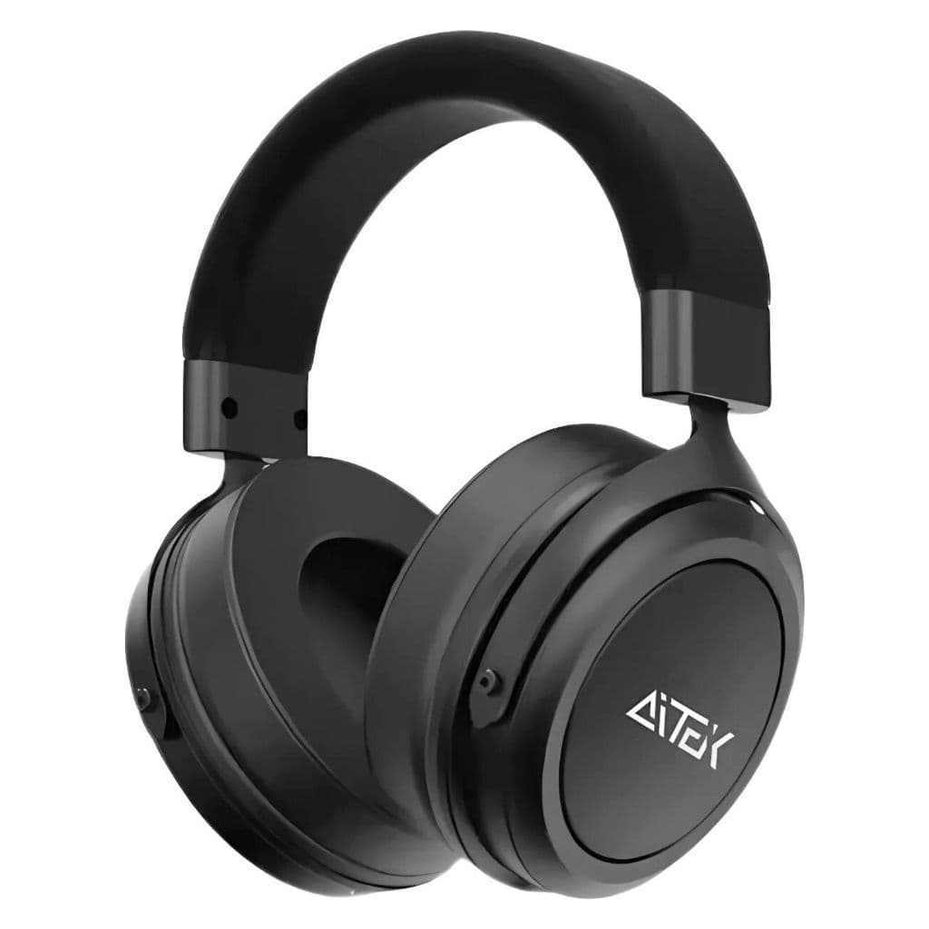 Fone de Ouvido DJ com Fio Profissional AiTEK, Preto, Áudio Hi-Fi, para DJ e Gamer