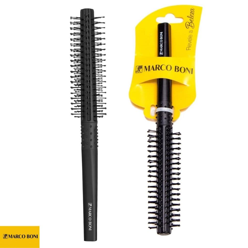 Escova De Cabelo Marco Boni Cilíndrica Com Cerdas em V - Preto 1 uni