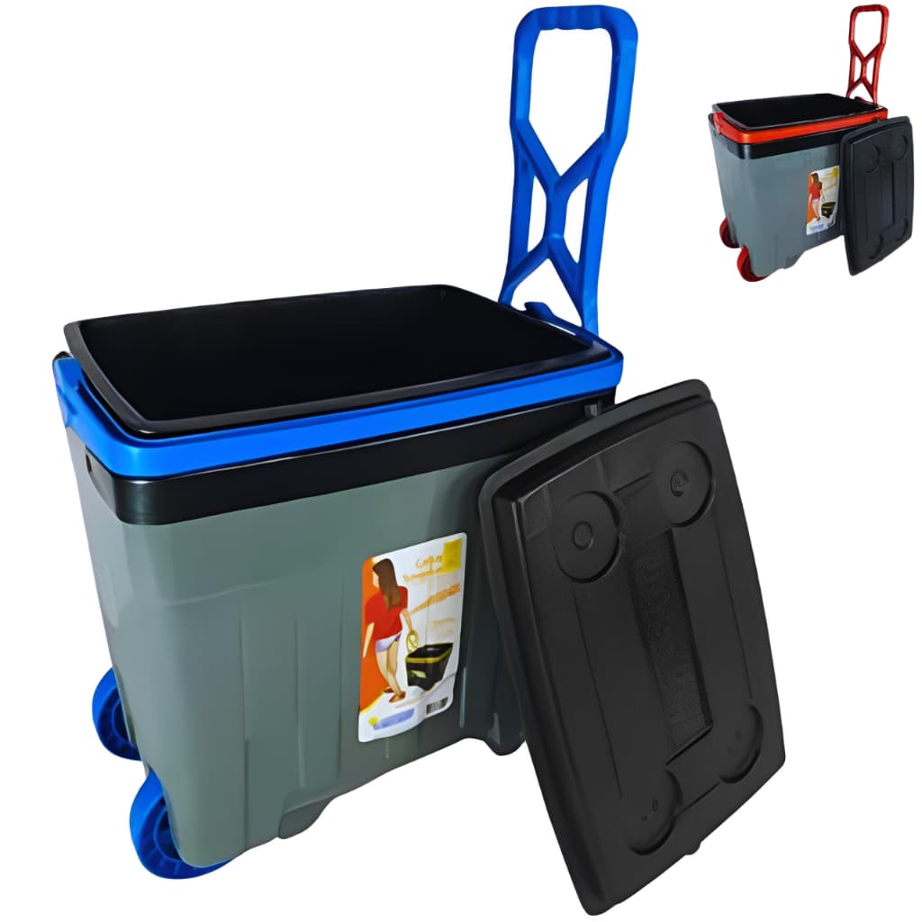 Cooler Caixa Térmica Com Rodinhas 34 Litros Alça Para Praia Pesca Camping