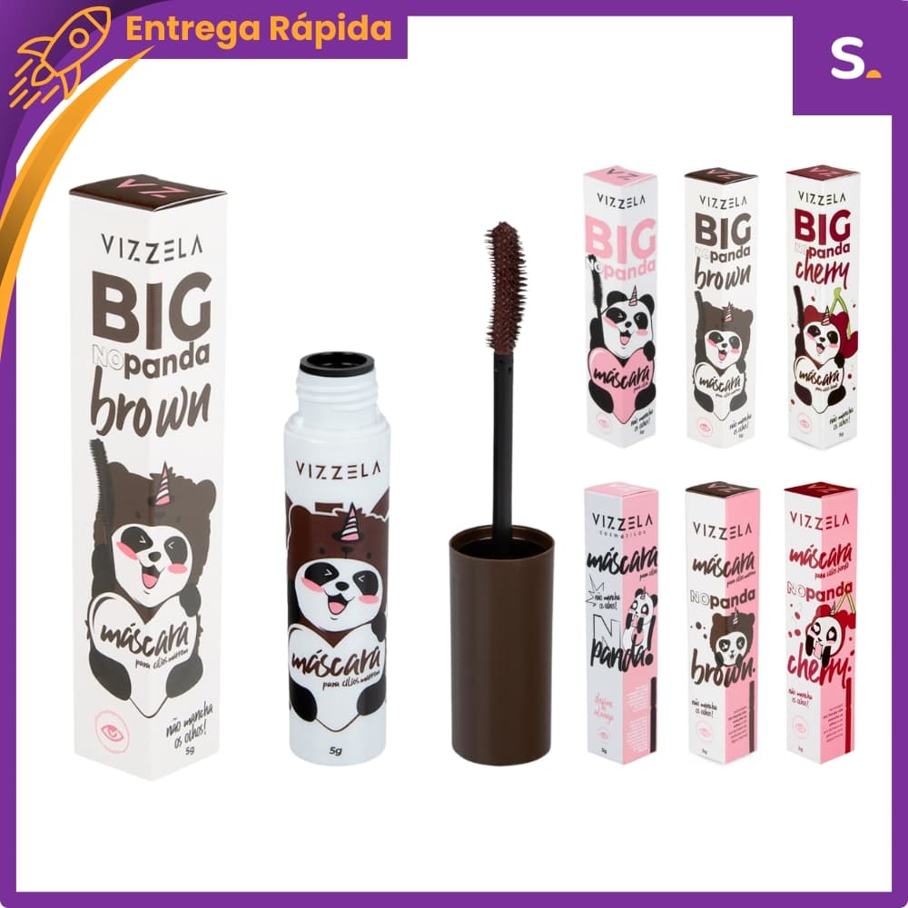 Máscara de Cílios Big No Panda – Marrom, Volume Intenso e à Prova de Borrões - Vizzela