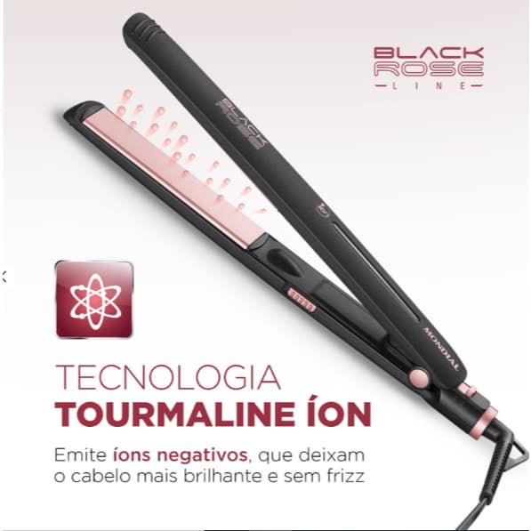 Chapinha Prancha De Cabelo Mondial Black Rose / Golden Rose P-27 Turmalina