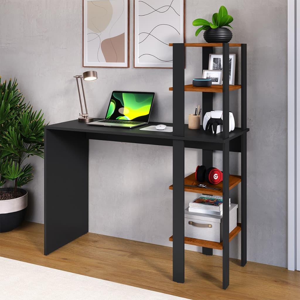 Escrivaninha Mesa Com Prateleiras Reversível Office Escritório Estudos Zorzi