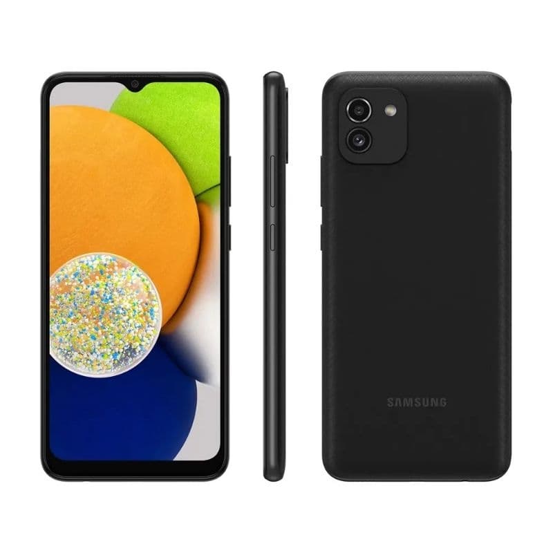 Smartphone Samsung Galaxy A03 64GB Azul 4G Octa-Core 4GB RAM Tela 6,5” Câm. Dupla + Sefie 5MP
