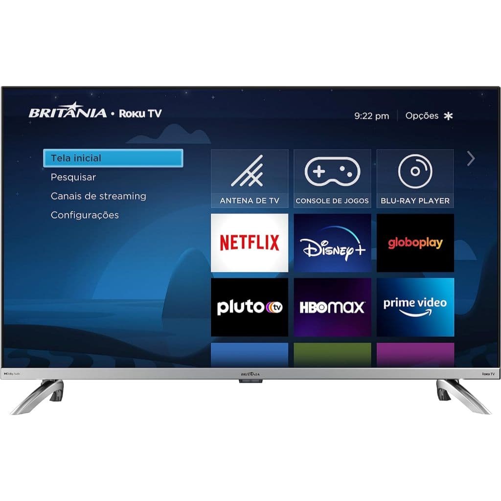 Smart TV Britânia 32 polegadas Roku TV com interface de streaming