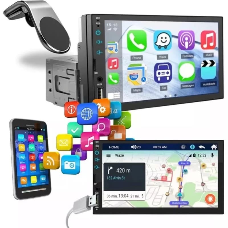 Rádio De Carro Central Multimídia Universal 1 din MP5 Video Player Bluetooth 7 Polegada Tela Sensível Ao LEY-2064 Kanbaz