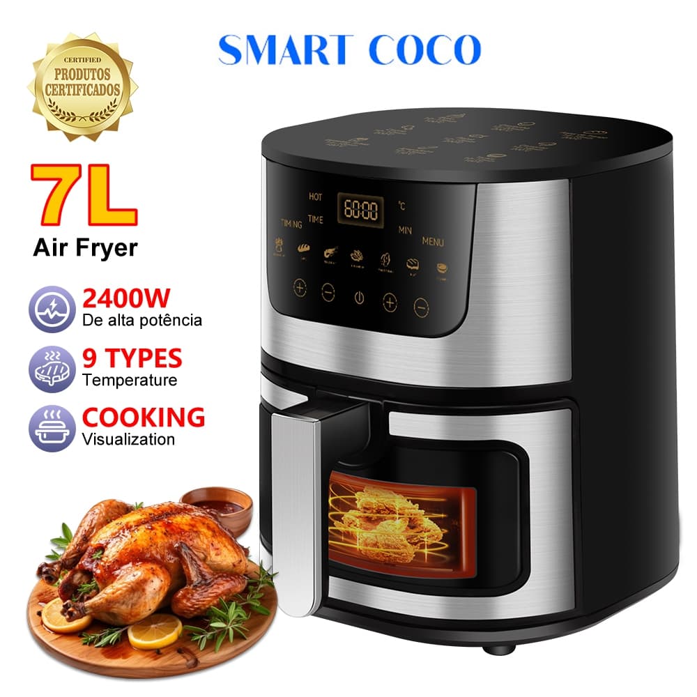 7L Air Fryer / Forno Elétrico 3 em 1 Fritadeira Elétrica Air Fryer Botão Air Fryer Mondial 110V 220v