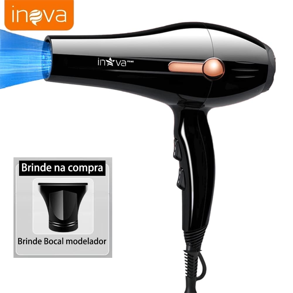 INOVA Secador de Cabelo profissional iônico 1600W Preto 110V/220V Hair Dryers