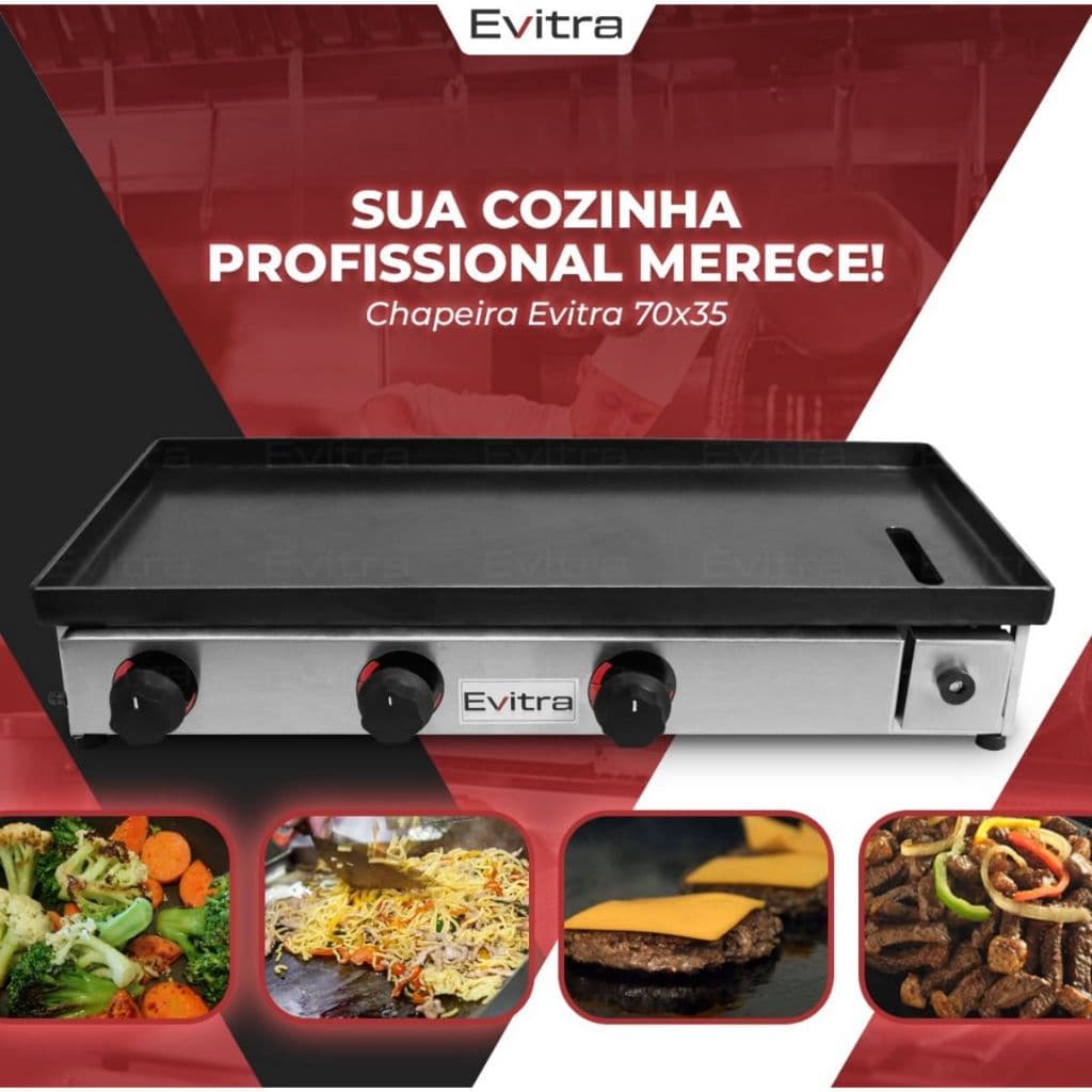 Chapa de Lanche Industrial Profissional para FoodTruck Lanchonetes Bares Restaurantes em 5mm