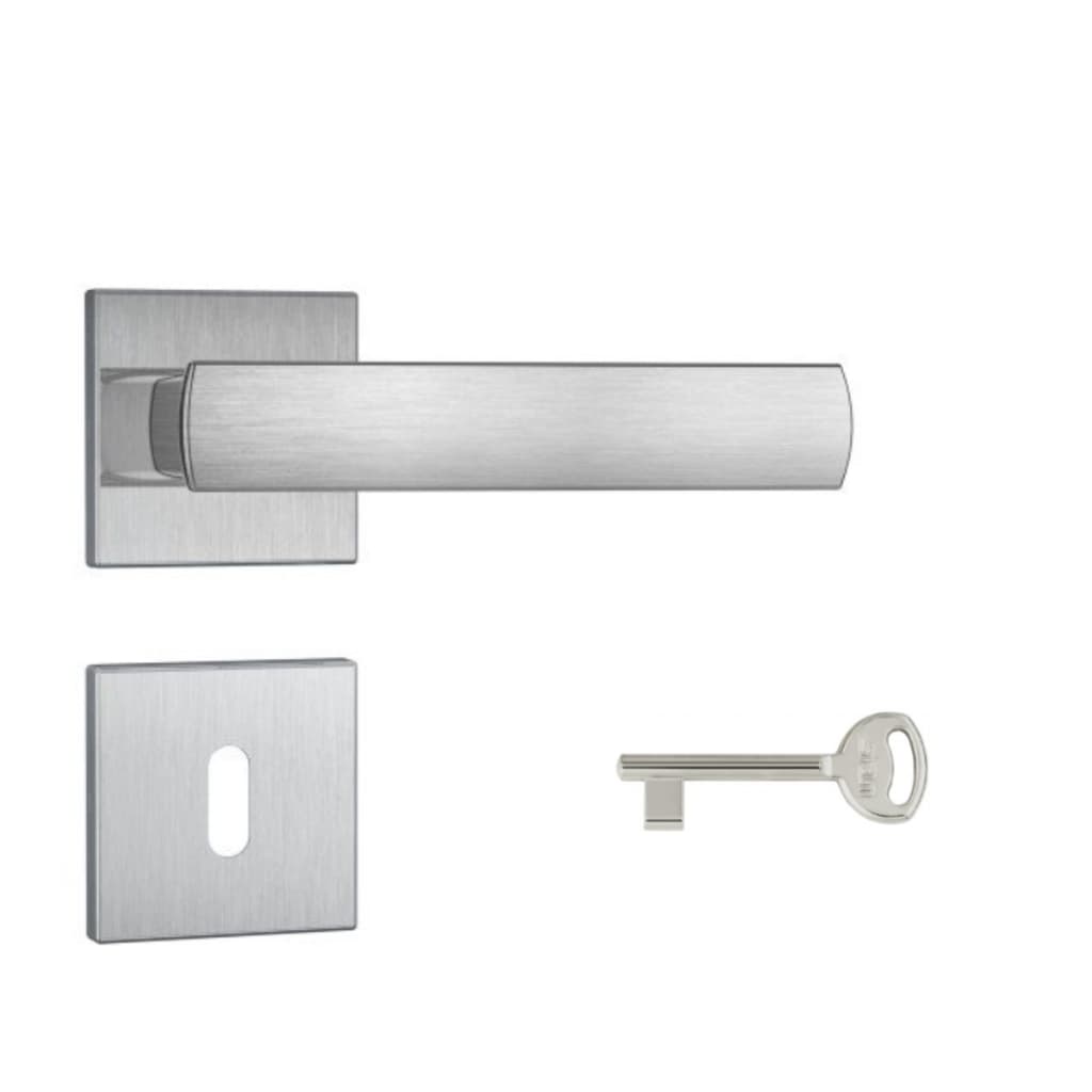 Fechadura de porta interna 813/35 roseta quadrada aço inoxidável escovado com chave